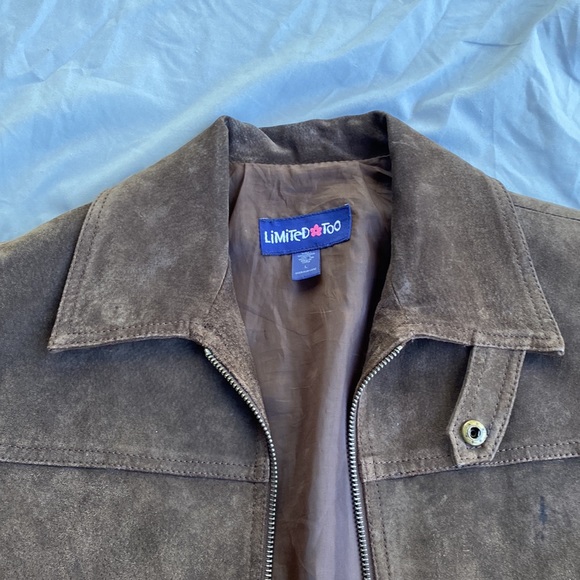 Girls/Juniors Brown Retro 100% Leather Jacket | Size Large | Limited Too Brand - Picture 2 of 2